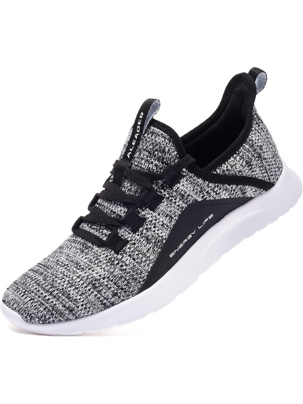 Women's Black Gray Denim Lightweight Pull-On Round Toe Athletic Running Sneaker